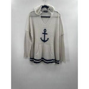 Wooden Ships Anthropologie Sweater M/L Nautical Hooded Wool Mohair Fisherman